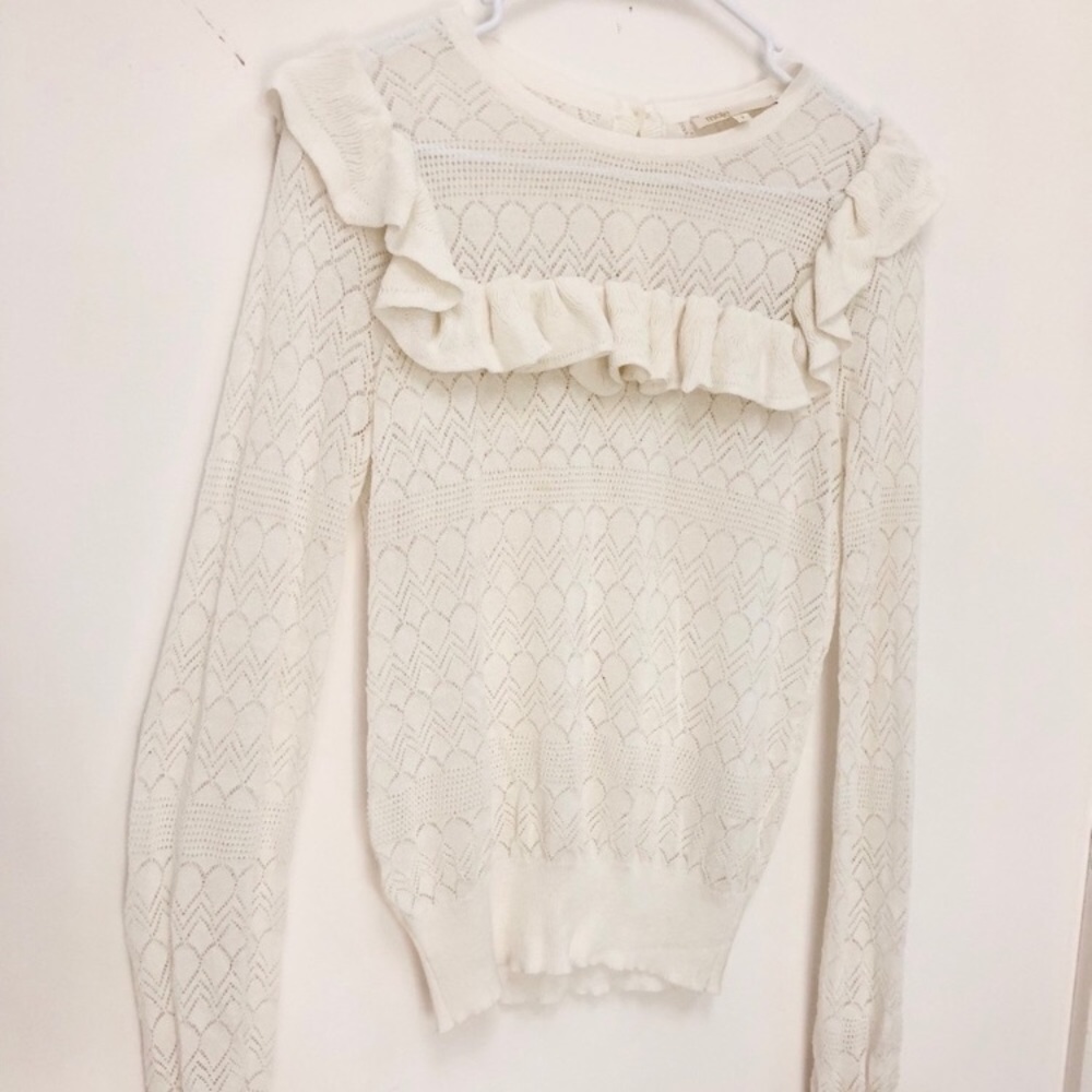 Maje Ruffled Lace Shirt Size 4